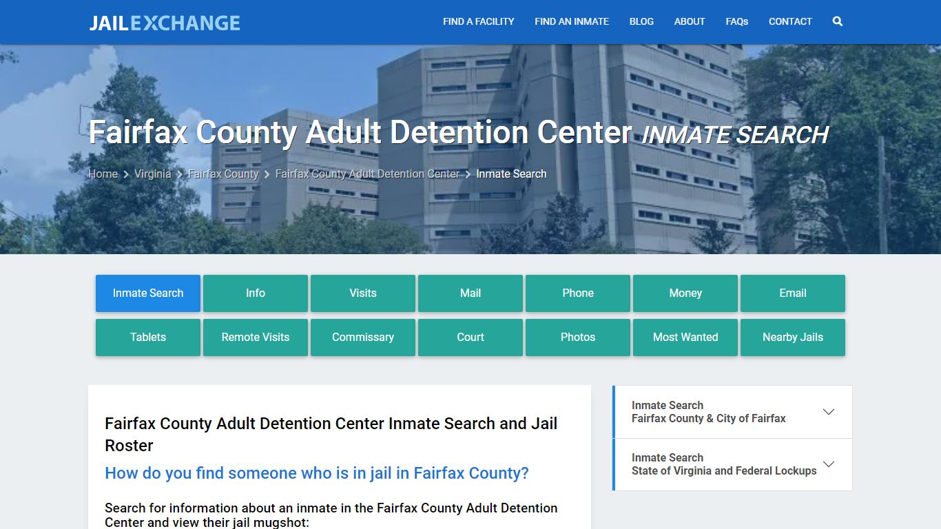 Fairfax County Adult Detention Center Inmate Search